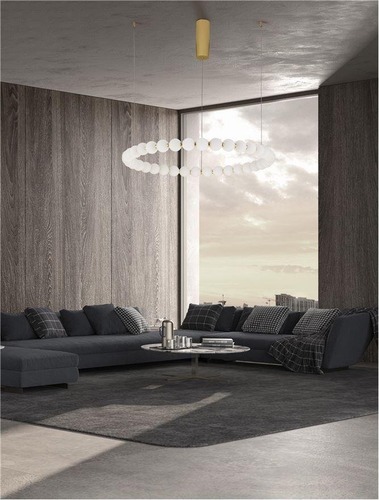 Kruhová - NV 9695231 Závěsné svítidlo PERLA zlatý kov a opálové sklo LED 72W 230V 3000K IP20 stmívatelné - NOVA LUCE - foto 1