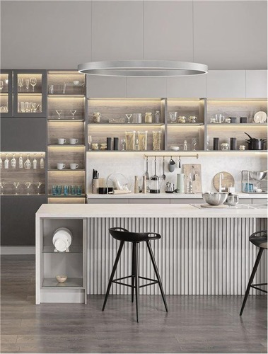 Kruhová - NV 9345670 Závěsné svítidlo ELOWEN broušený šampaň stříbrný hliník a silikon LED 100W 3000K stmívatelné - NOVA LUCE - foto 1