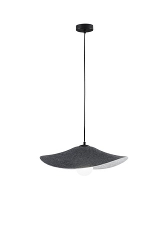 Dekorativní - FAN I-LENGLEN-S1-NER Závěsné svítidlo Lenglen černý filc, kabel 2 m, stínidlo 50 cm, 1 x E27 - FANEUROPE - foto 1