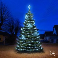 SADY na stromy - DLED TFS2021 LED světelná sada na stromy vysoké 6-8m, ledová bílá s Flash, dekory EFD01