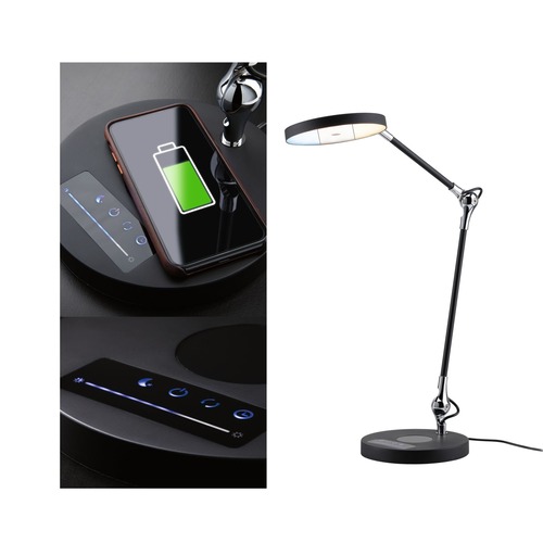 Stolní lampy dekorační - P 78910 LED stolní lampa na psací stůl Numis 11W Qi nabíjení telefonu WhiteSwitch 2.700-6.500K - PAULMANN - foto 1