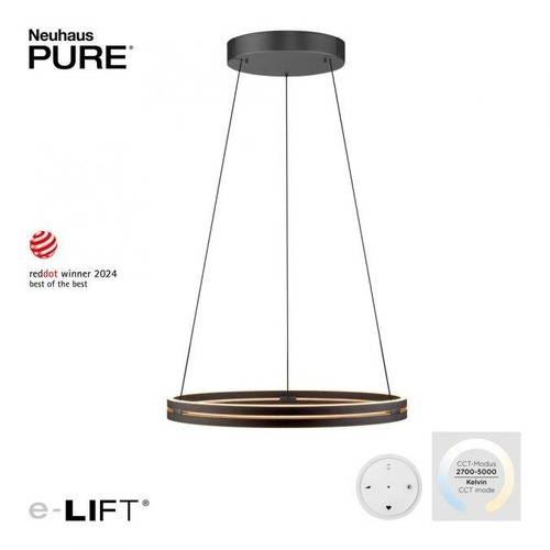 Kruhová - PN 2551-18 LED závěsné svítidlo PURE E-Loop elektrické 2700-5000K dub/černá perleť - PAUL NEUHAUS - foto 1