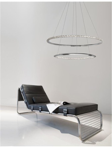 Kruhová - NV 9312838 Závěsné svítidlo NETUNO chromovaný hliník a křišťál nastavitelné LED 50W 230V 3000K IP20 stmívatelné - NOVA LUCE - foto 1