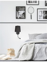 S ramenem - NV 9129330 Nástěnné svítidlo SAGE černý hliník černé stínidlo vypínač na těle E27 1x12W LED 1x3W 220V bez žárovky IP20 čtecí lampička - NOVA LUCE