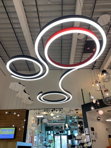 Technická - ARCHI SBS/110/GI1220/4K/BL-SESTAVA Závěsné svítidlo BELO (sestava VLNA+KRUHY) černá / červená direct ON/OFF - Archilight - foto 1