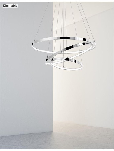 Kruhová - NV 17222004 D Závěsné svítidlo ARIA stmívatelné chromovaný hliník a akryl nastavitelné LED 145W 230V 3000K IP20 - NOVA LUCE - foto 1