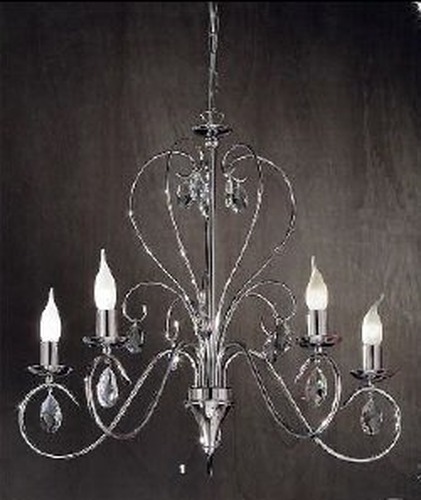 Vícečetná - OR LU 1658/5 CHROM Závěsné svítidlo 5xE14 chrom/křišťál 1A, průměr 68cm, výška 58 - ORION - foto 1