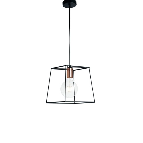 Dekorativní - FAN I-HARLEM-L-S1 Závěsné svítidlo Harlem, černé/měděné, 1 x E27, 25 xx25 x 125 cm - FANEUROPE - foto 1