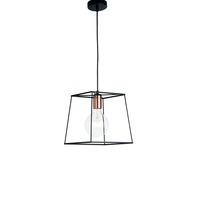 Dekorativní - FAN I-HARLEM-L-S1 Závěsné svítidlo Harlem, černé/měděné, 1 x E27, 25 xx25 x 125 cm - FANEUROPE