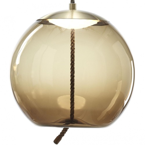 Dekorativní - BRO PC01016_006 Knot Sfera, závěsné svítidlo, hnědé kouřové sklo lesklé / mosaz, 14W LED 2700K stmívatelné, prům.50cm - BROKIS A - foto 1