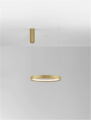 Kruhová - NV 9345615 Závěsné svítidlo PERRINE kartáčovaný zlatý hliník a akryl LED 30W 230V 3000K IP20 stmívatelné - NOVA LUCE - foto 1