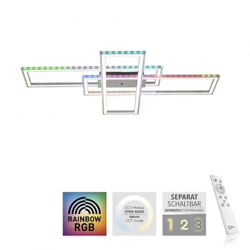 Hranatá - LD 14637-55 FELIX60 LED stropní svítidlo 101,5x71cm, stříbrná barva, RGB Rainbow, stmívatelné CCT RGB+2700-5000K - LEUCHTEN DIREKT / JUST LIGHT - foto 1