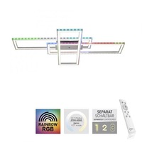 Hranatá - LD 14637-55 FELIX60 LED stropní svítidlo 101,5x71cm, stříbrná barva, RGB Rainbow, stmívatelné CCT RGB+2700-5000K - LEUCHTEN DIREKT / JUST LIGHT