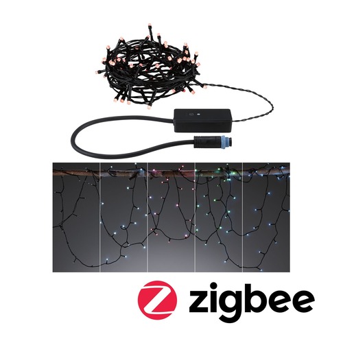 Dekorační - P 94642 Plug &amp; Shine LED světelný řetěz Yuna RGB 7,4m IP44 3W černá - PAULMANN - foto 1
