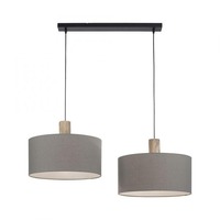 Vícečetná - LD 15113-15 LINEN Závěsné svítidlo, tkanina, šedá, E27, dřevo, 2-ramenné - LEUCHTEN DIREKT / JUST LIGHT
