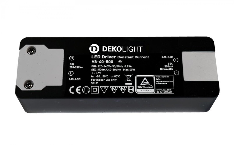 Stabilizovaný proud - IMPR 862197 Deko-Light LED-napájení BASIC, CC, V8-40-500mA/40W konstantní proud 500 mA IP20 40-80V DC 20,00-40,00 W - LIGHT IMPRESSIONS - foto 1