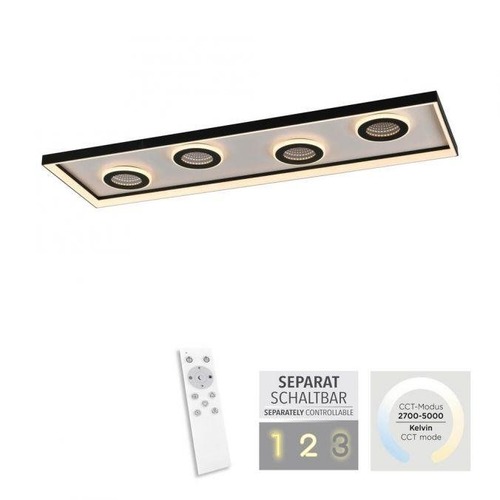 Hranatá - PN 6857-18 DUNE LED stropní svítidlo stmívatelné černá dálkový ovladač CCT tunelový efekt 2700-5000K - PAUL NEUHAUS - foto 1