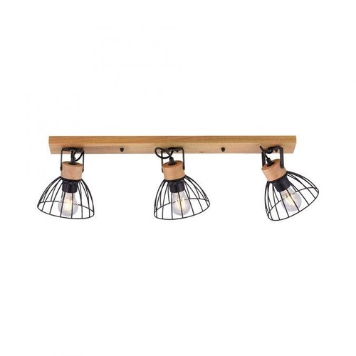 Bodová - LD 11418-18 LAMI LED stropní svítidlo 3 ramenné, dřevo, černé kovové stínítko, otočné - LEUCHTEN DIREKT / JUST LIGHT - foto 1