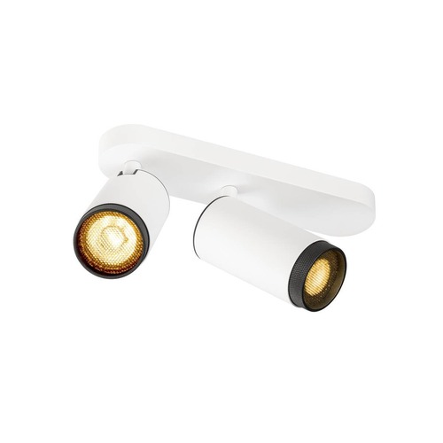 Bodová - LA 1009096 GRIP! L SPOT CL, double, QPAR51, stropní svítidlo pro povrchovou montáž, válcové, 2 x max. 6 W, bílé / černé - BIG WHITE (SLV) - foto 1