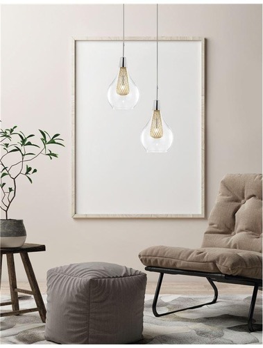 Koule - NV 1500202811 Závěsné svítidlo FILO chromovaný hliník čiré sklo a zlatý rám G9 1x5W bez žárovky - NOVA LUCE - foto 1