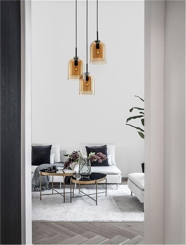 Vícečetná - NV 9236735 Závěsné svítidlo VELOR dvouvrstvé šampaň sklo černý kabel černá kovová základna E27 3x12W 230V IP20 bez žárovky - NOVA LUCE - foto 1