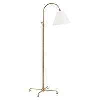 Stojací lampy - HVLG MDSL503-AGB-CE Stojací lampa CURVES NO. 1 ocel/textil staromosaz/bílá E27 1x40W - HUDSON VALLEY