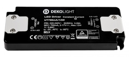 Stabilizovaný proud - IMPR 862227 Deko-Light LED-napájení FLAT, CC, UT700mA/12W konstantní proud 700 mA IP20 2-17V DC 1,40-12,00 W - LIGHT IMPRESSIONS