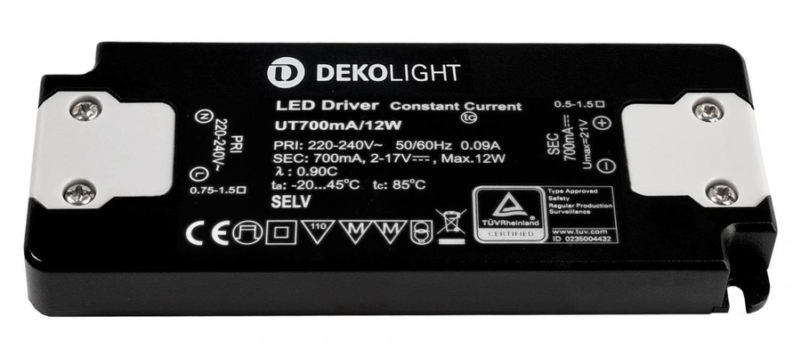 Stabilizovaný proud - IMPR 862227 Deko-Light LED-napájení FLAT, CC, UT700mA/12W konstantní proud 700 mA IP20 2-17V DC 1,40-12,00 W - foto 1