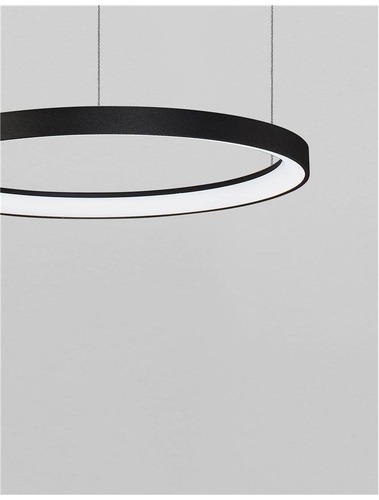 Kruhová - NV 9853682 Závěsné svítidlo PERTINO černý hliník a akryl LED 38W 230V 3000K IP20 stmívatelné - NOVA LUCE - foto 1