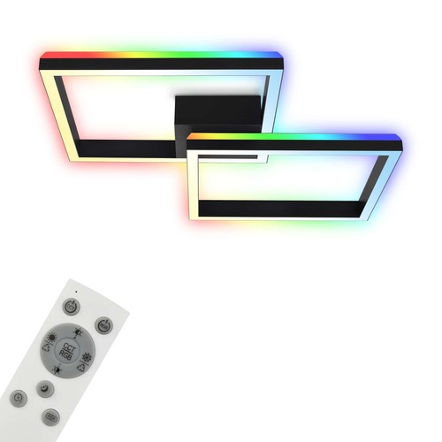Hranatá - BRILO 3753-015 RGB CCT LED stropní svítidlo, 64 cm, 40 W, 3600 lm, černá - BRILO - foto 1