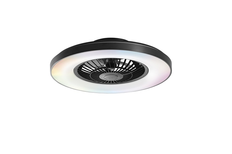 Ventilátory - FAN LED-GARBIN-NER Stropní svítidlo Garbin černý LED ventilátor 40 W, 5500 lm, CCT stmívatelné, s RF dálkovým ovladačem a Bluetooth reproduktorem, - FANEUROPE - foto 1