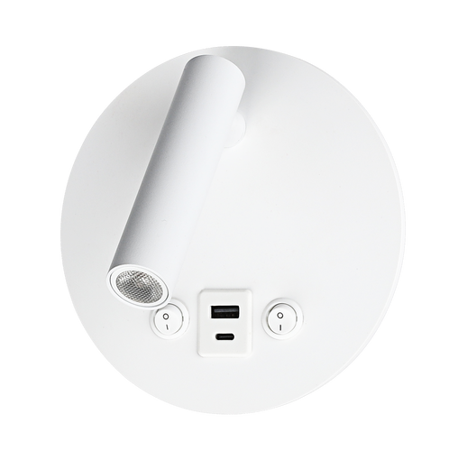 LED nástěnné svítidla - LED nástěnné svítidlo 8W s přepínačem ON / OFF + USB bílá - foto 1