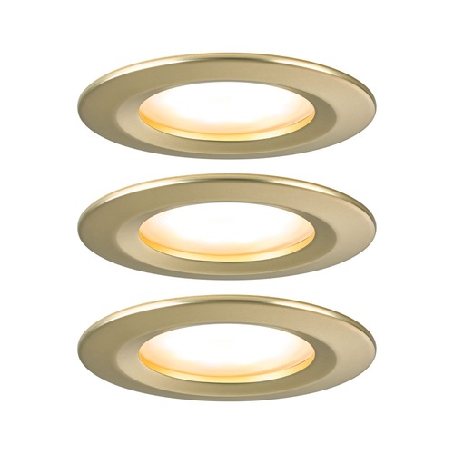 Koupelnová - P 92407 LED vestavné svítidlo 3-krokové-stmívatelné Nova Coin základní sada nevýklopné IP44 kruhové 74mm Coin 3x6W 230V stmívatelné 2700K zlatá mat - PAULMANN - foto 1