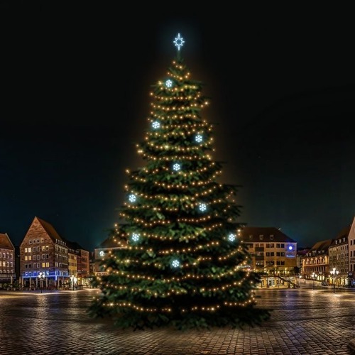 SADY na stromy - DLED TRS7021A LED světelná sada na stromy vysoké 21-23m, teplá bílá s ledově bílými dekory EFD01 - foto 1
