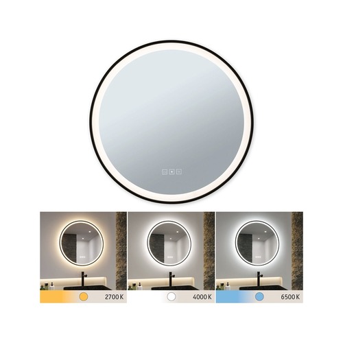 K zrcadlu - P 71088 LED zrcadlo s osvětlením Mirra IP44 CCT 230V 11,5W stmívatelné černá/zrcadlo - PAULMANN - foto 1