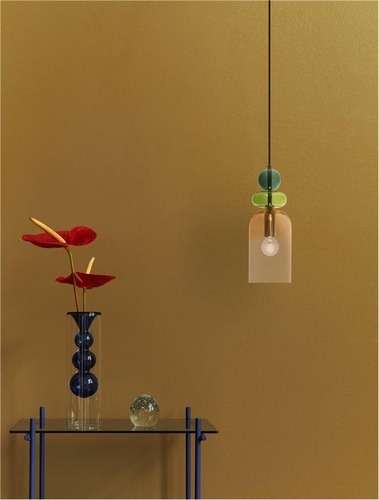 Dekorativní - NV 9009235 Závěsné svítidlo MURANO zlatý kov lesklé světle zelené, tmavě zelené a oranžové sklo E14 1x5W 230V IP20 bez žárovky - NOVA LUCE - foto 1
