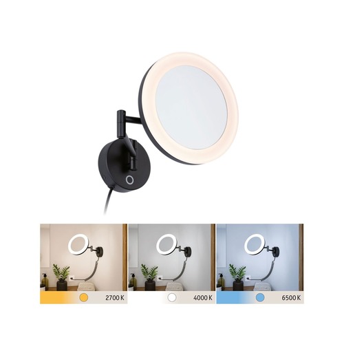 K zrcadlu - P 71149 LED kosmetické zrcadlo Masua IP44 CCT 230V 4W černá mat - PAULMANN - foto 1