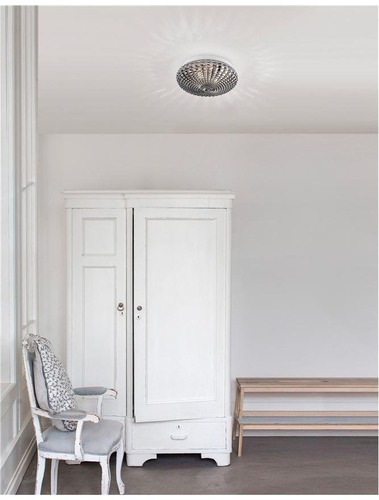 Kruhová - NV 9738254 Stropní svítidlo CLAM kouřové chromové sklo bílý kov E27 2x12W 230V IP44 bez žárovky - NOVA LUCE - foto 1