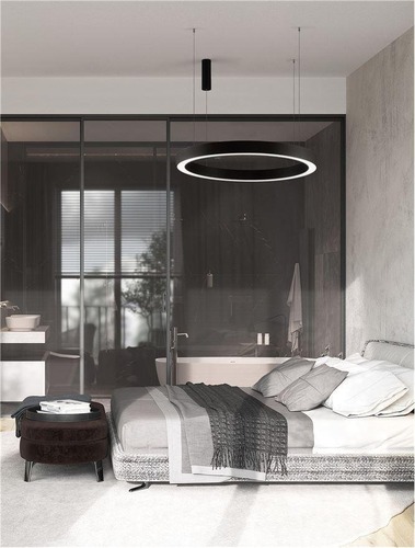 Kruhová - NV 9345645 Závěsné svítidlo MORBIDO černý hliník a akryl LED 80W 230V 2700K - 4000K IP20 vč. dálkového ovládání stmívatelné Tuya - NOVA LUCE - foto 1