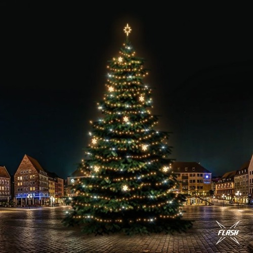 SADY na stromy - DLED TFS7022W LED světelná sada na stromy vysoké 21-23m, teplá bílá s Flash, dekory EFD05W - foto 1