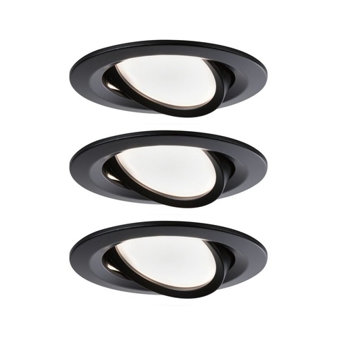 Koupelnová - P 94471 LED vestavné svítidlo Nova kruhové 3x6,5W teplá bílá černá/mat výklopné 3ks sada - PAULMANN - foto 1