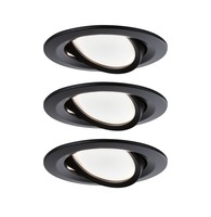Koupelnová - P 94471 LED vestavné svítidlo Nova kruhové 3x6,5W teplá bílá černá/mat výklopné 3ks sada - PAULMANN