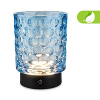 Stolní lampy dekorační - BRILO 7560010 Sunora LED stolní lampička bezdrátová IP44, stmívatelné, dotykový vypínač, modrá - BRILO