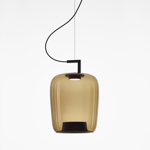 Dekorativní - BRO PC01295_002 Závěsné svítidlo DOUBLE LONG lesklé hnědé kouřové sklo / černý matovaný komaxit se strukturou - BROKIS A - foto 1