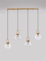 Podélná - NV 9241180 Závěsné svítidlo IRVINE čiré sklo černý kabel mosazný zlatý kov E27 4x12W 230V IP20 bez žárovky - NOVA LUCE