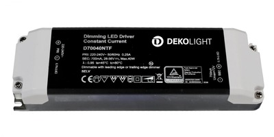 Stabilizovaný proud - IMPR 862208 Deko-Light LED-napájení BASIC, DIM, CC, D70040NTF/40W konstantní proud 700 mA IP20 stmívatelné 28-56V DC 19,60-40,00 W