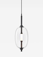 Dekorativní - BRO PC01388_011 Závěsné svítidlo UNDER PRESSURE VERTICAL LITTLE transparentní sklo lesklé bez dekoru / černý lak / kabel černý - BROKIS