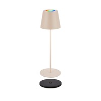 Stolní lampy dekorační - BRILO 7517011 Cilano RGBW stolní lampa na baterie IP44, stmívatelná, vč. nabíjecí základny, béžová - BRILO