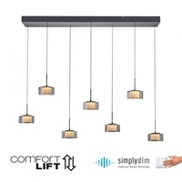Dekorativní - PN 2115-18 Závěsné svítidlo LED RIKA 7 ramenné černá nastavitelná výška Comfort Lift SimplyDim 3000K - PAUL NEUHAUS