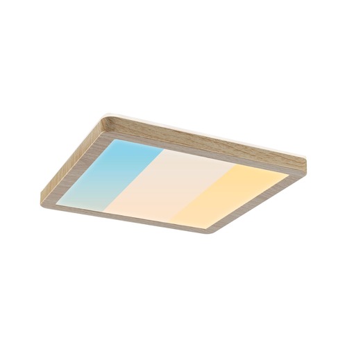 Hranatá - P 71268 LED Panel Atria Shine IP44 hranaté 190x190mm 8W 3000 - 6500K design dřevo - PAULMANN - foto 1